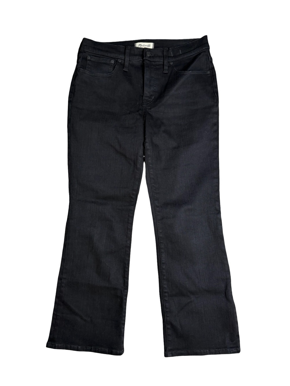 Madewell Black Mid-Wise Kick Out Jeans - Women's Wide Leg Denim Sz. 30
